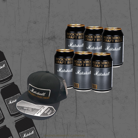 Six de Amped Up Lager + Gorra Marshall